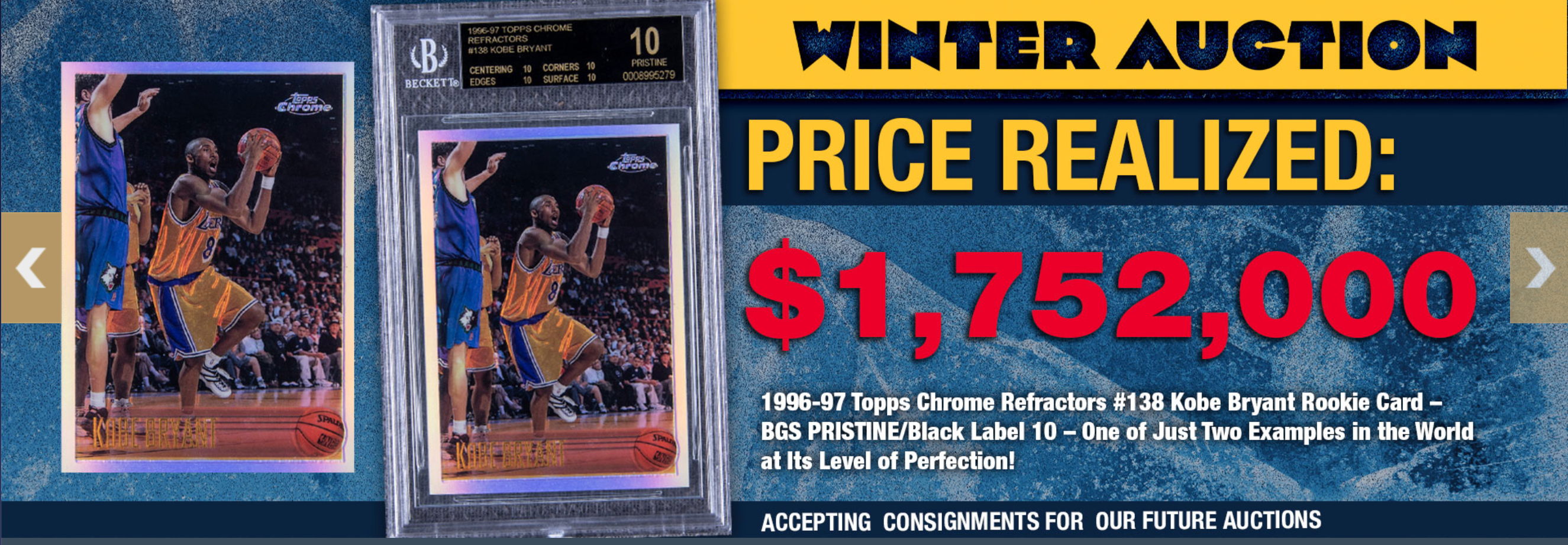 KOBE BRYANT ROOKIE TRADING CARD SELLS FOR CLOSE TO $1.8M – ACE